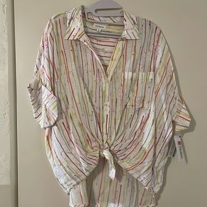Westbound XL, Short Sleeve Blouse Linen and Rayon